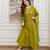 Olive silk blend embroidered kurta set