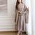 Grey silk blend embroidered kurta set