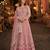 Pink embroidered net semi stitched anarkali suit