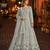 Grey embroidered net semi stitched anarkali suit