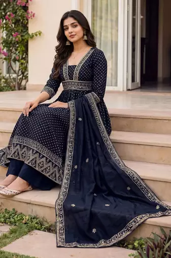 Women Ethnic Motifs Printed Empire Kurta with Palazzos & With Dupatta