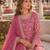 Pink embroidered faux georgette semi stitched salwar suit