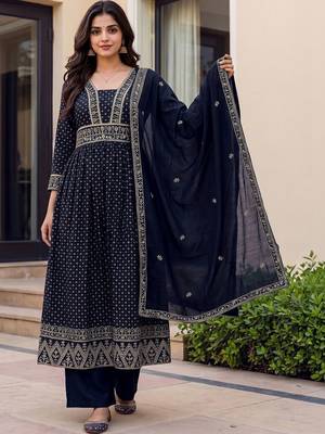 Women Ethnic Motifs Printed Empire Kurta with Palazzos & With Dupatta 3