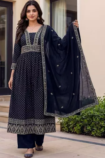 Women Ethnic Motifs Printed Empire Kurta with Palazzos & With Dupatta