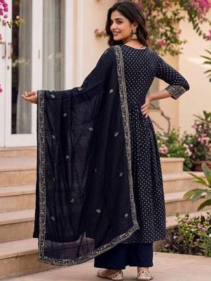 Women Ethnic Motifs Printed Empire Kurta with Palazzos & With Dupatta 5
