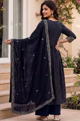 Women Ethnic Motifs Printed Empire Kurta with Palazzos & With Dupatta