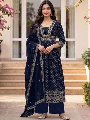Women Ethnic Motifs Printed Empire Kurta with Palazzos & With Dupatta 6