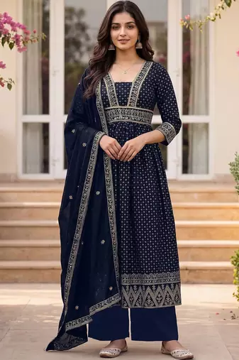 Women Ethnic Motifs Printed Empire Kurta with Palazzos & With Dupatta