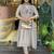 Grey viscose embroidered kurta set
