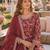 Brown embroidered faux georgette semi stitched salwar suit