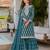 Teal embroidered faux georgette semi stitched salwar suit