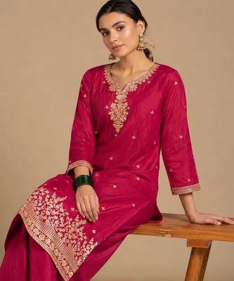 Women Ethnic Motifs Embroidered Regular Thread Work Kurta with Palazzos & With Dupatta 2