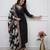 Black silk blend embroidered kurta set