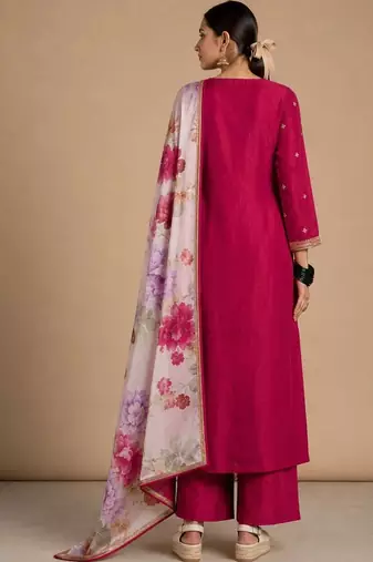 Women Ethnic Motifs Embroidered Regular Thread Work Kurta with Palazzos & With Dupatta