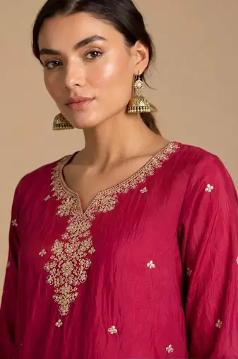 Women Ethnic Motifs Embroidered Regular Thread Work Kurta with Palazzos & With Dupatta