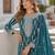Teal embroidered faux georgette semi stitched salwar suit