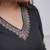 Black silk blend embroidered kurta set