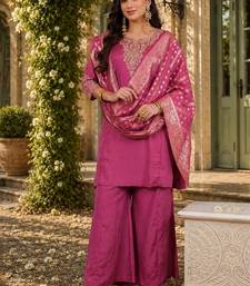 Women Ethnic Motifs Embroidered Regular Kurta with Palazzos & With Dupatta