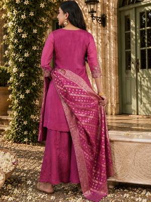 Women Ethnic Motifs Embroidered Regular Kurta with Palazzos & With Dupatta 5