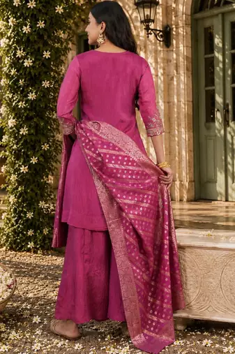Women Ethnic Motifs Embroidered Regular Kurta with Palazzos & With Dupatta