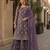 Purple embroidered net semi stitched salwar suit