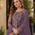 Purple embroidered net semi stitched salwar suit