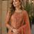 Brown embroidered net semi stitched salwar suit