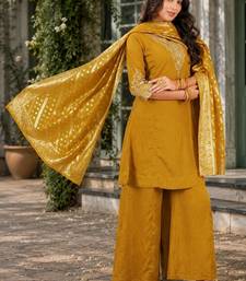 Women Ethnic Motifs Embroidered Regular Thread Work Kurta with Palazzos & With Dupatta