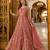 Pink embroidered net semi stitched anarkali suit