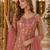 Pink embroidered net semi stitched anarkali suit