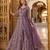 Purple embroidered net semi stitched anarkali suit