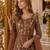 Brown embroidered net semi stitched anarkali suit