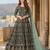 Green embroidered faux georgette semi stitched anarkali suit