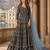 Navy blue embroidered faux georgette semi stitched anarkali suit