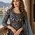 Navy blue embroidered faux georgette semi stitched anarkali suit
