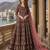 Maroon embroidered faux georgette semi stitched anarkali suit