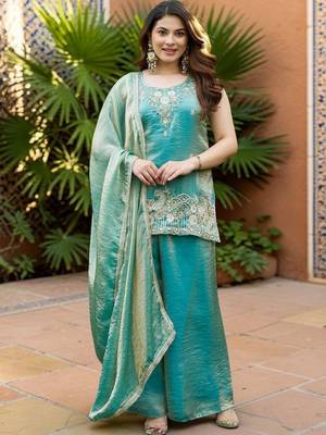 Women Ethnic Motifs Embroidered Regular Kurta with Palazzos & With Dupatta 1