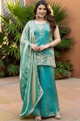 Women Ethnic Motifs Embroidered Regular Kurta with Palazzos & With Dupatta