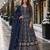Navy blue embroidered faux georgette semi stitched anarkali suit