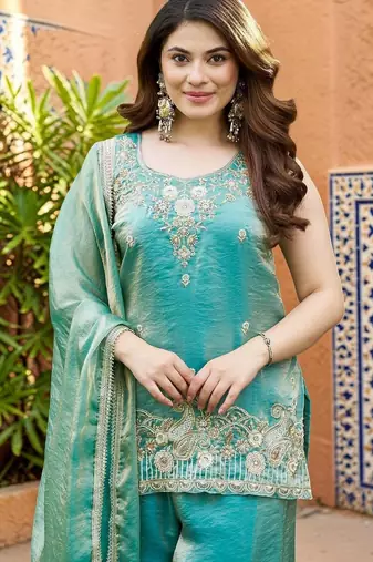 Women Ethnic Motifs Embroidered Regular Kurta with Palazzos & With Dupatta