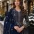 Navy blue embroidered faux georgette semi stitched anarkali suit