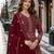 Maroon embroidered faux georgette semi stitched anarkali suit