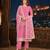 Pink embroidered faux georgette semi stitched salwar suit