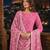 Pink embroidered faux georgette semi stitched salwar suit