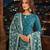 Teal embroidered faux georgette semi stitched salwar suit