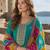 Blue embroidered soft organza semi stitched salwar suit