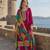 Wine embroidered soft organza semi stitched salwar suit