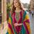 Wine embroidered soft organza semi stitched salwar suit