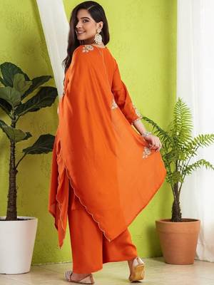 Women Ethnic Motifs Embroidered Regular Thread Work Kurta with Palazzos & With Dupatta 4