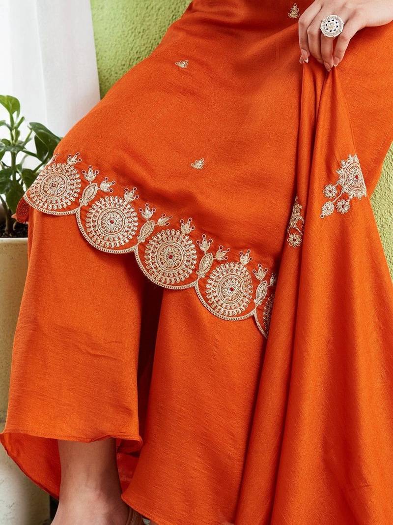 Women Ethnic Motifs Embroidered Regular Thread Work Kurta with Palazzos & With Dupatta